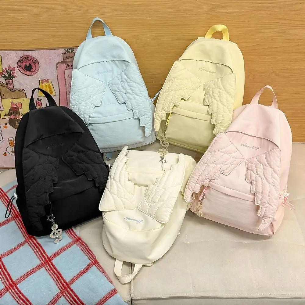Canvas Backpack Casual - 다용도 엔젤 윙 백팩, Y2K 스타일,