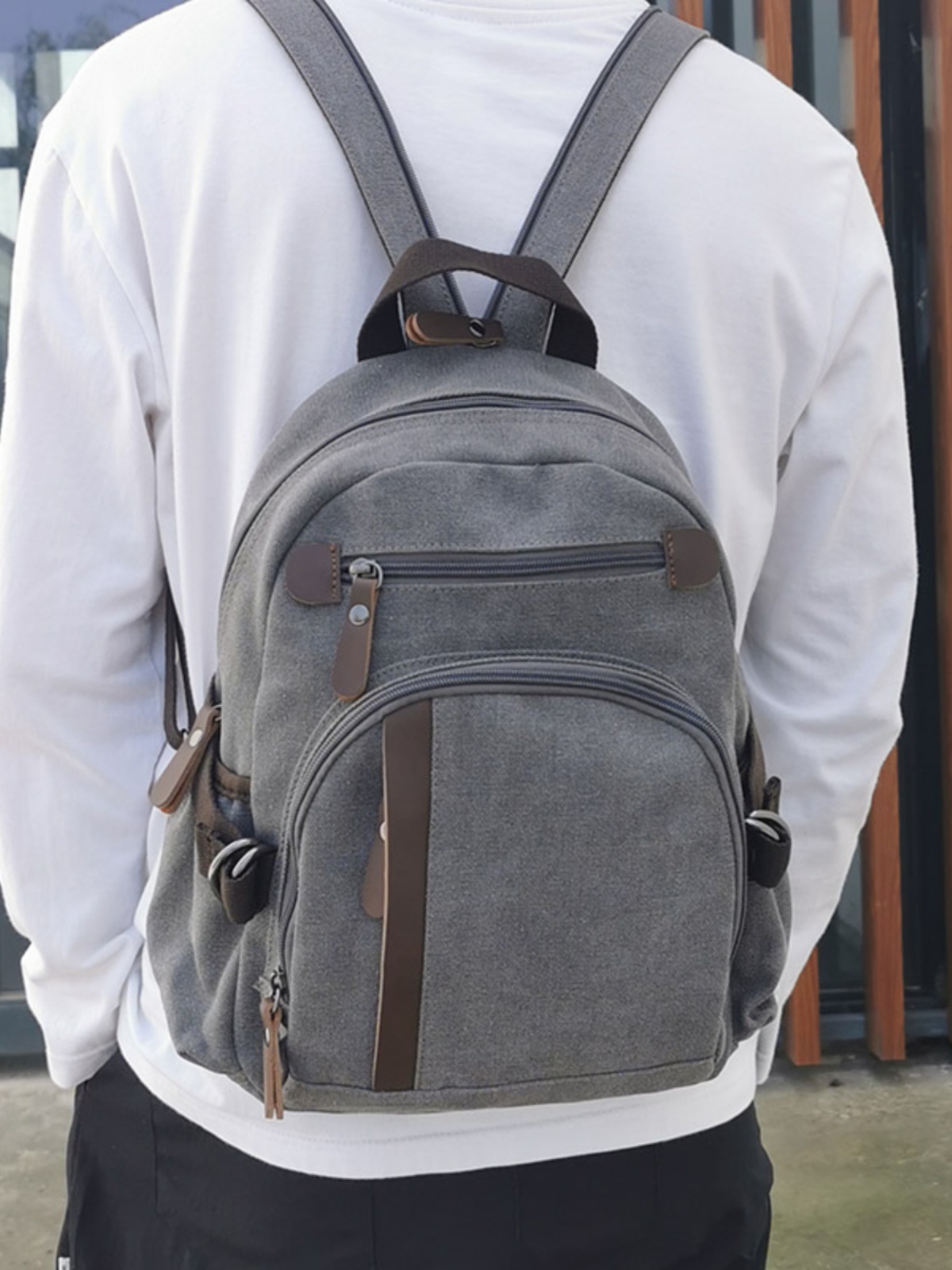 Canvas Backpack Casual - 작은 캔버스 배낭 레저 스포츠 다기능