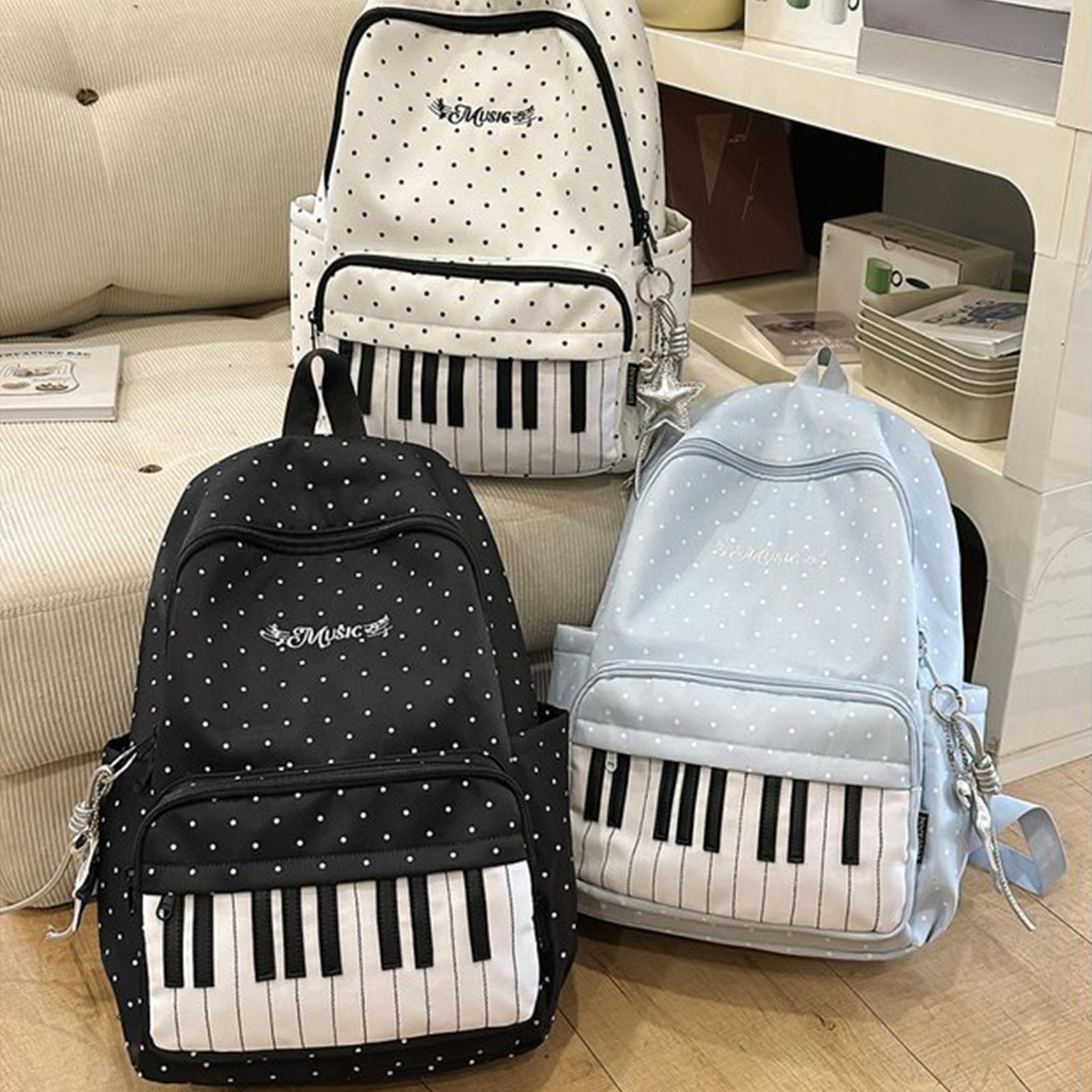 Fashion Backpack Women - 여행용 백팩 피아노 프린트 대용량 책가방