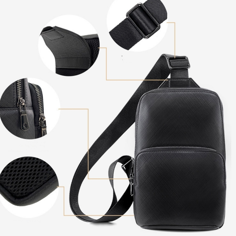 남성용 블랙 슬링 체스트 백, 진짜 가죽 다기능 야외  - Sling Backpack Shoulder 리뷰 및 가격
