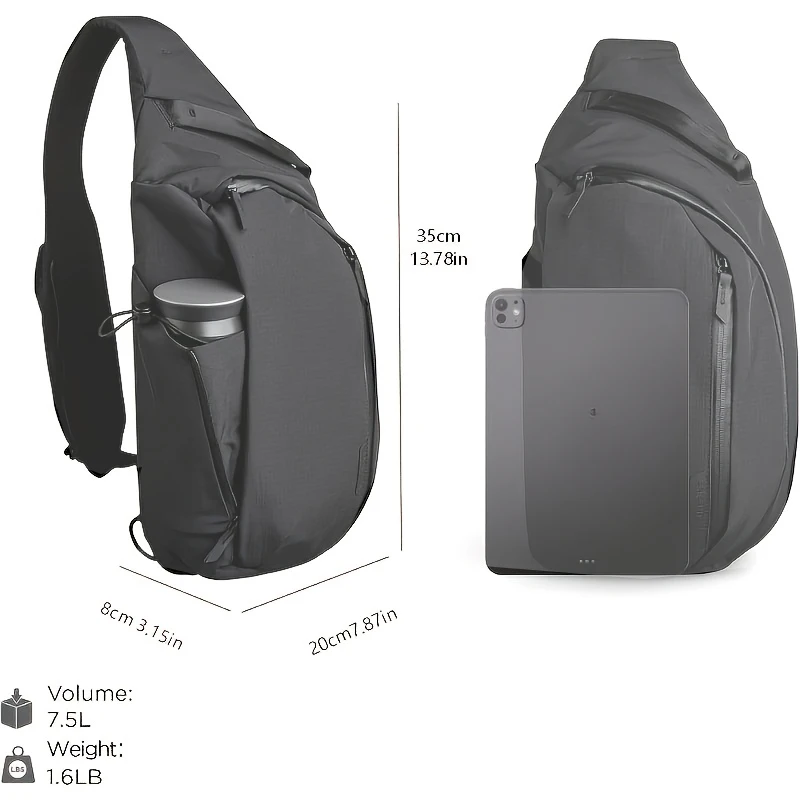 오른쪽 어깨에 착용하는 7.5L 용량의 가슴 가방 -  - Sling Backpack Shoulder 리뷰 및 가격