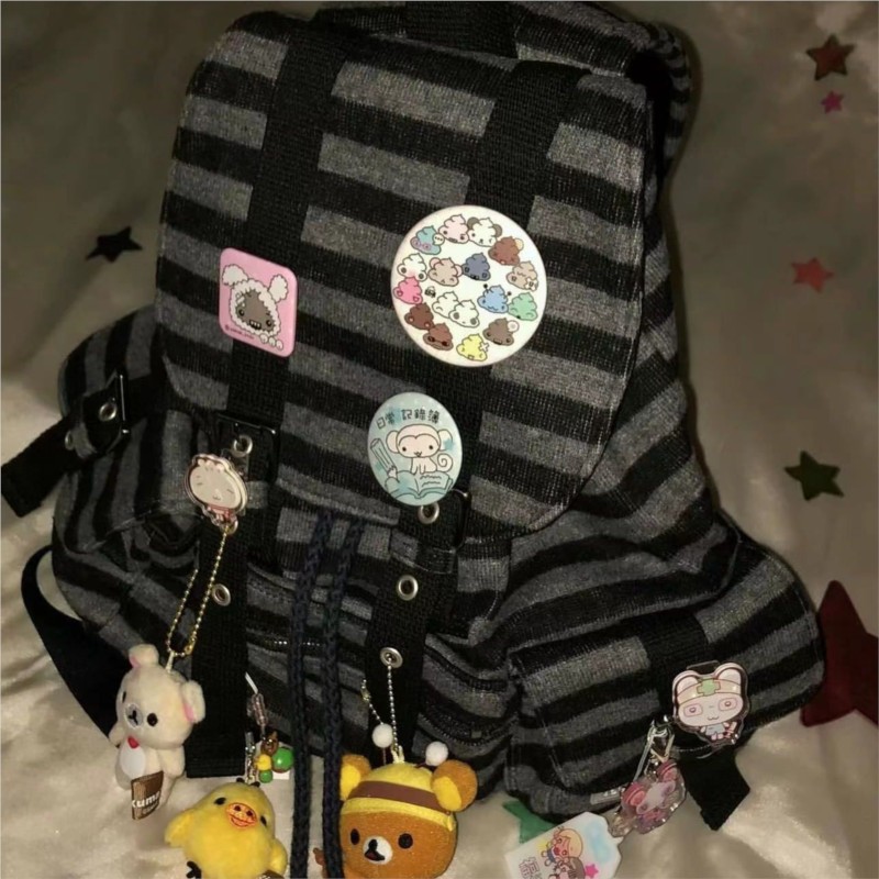 하라주쿠 빈티지 배낭 여성 독특한 컬러 블록 스트라이프 - Fashion Backpack Women 리뷰 및 가격