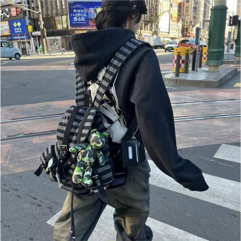 하라주쿠 빈티지 배낭 여성 독특한 컬러 블록 스트라이프 - Fashion Backpack Women 리뷰 및 가격