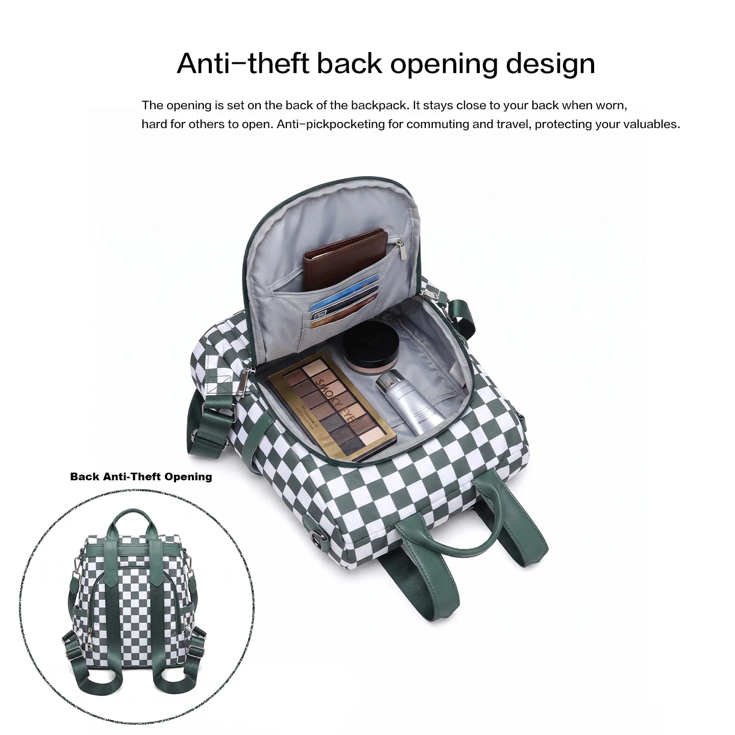 여성용 도난 방지 옥스포드 소재 백팩, 체크무늬 캐주얼 - Travel Backpack Anti Theft 리뷰 및 가격